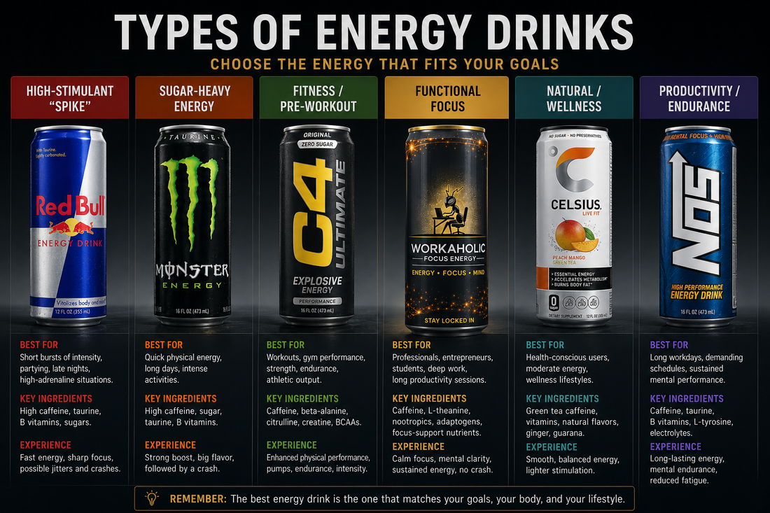 Different Types of Energy Drinks and Who They Suit Best | WORKAHOLIC